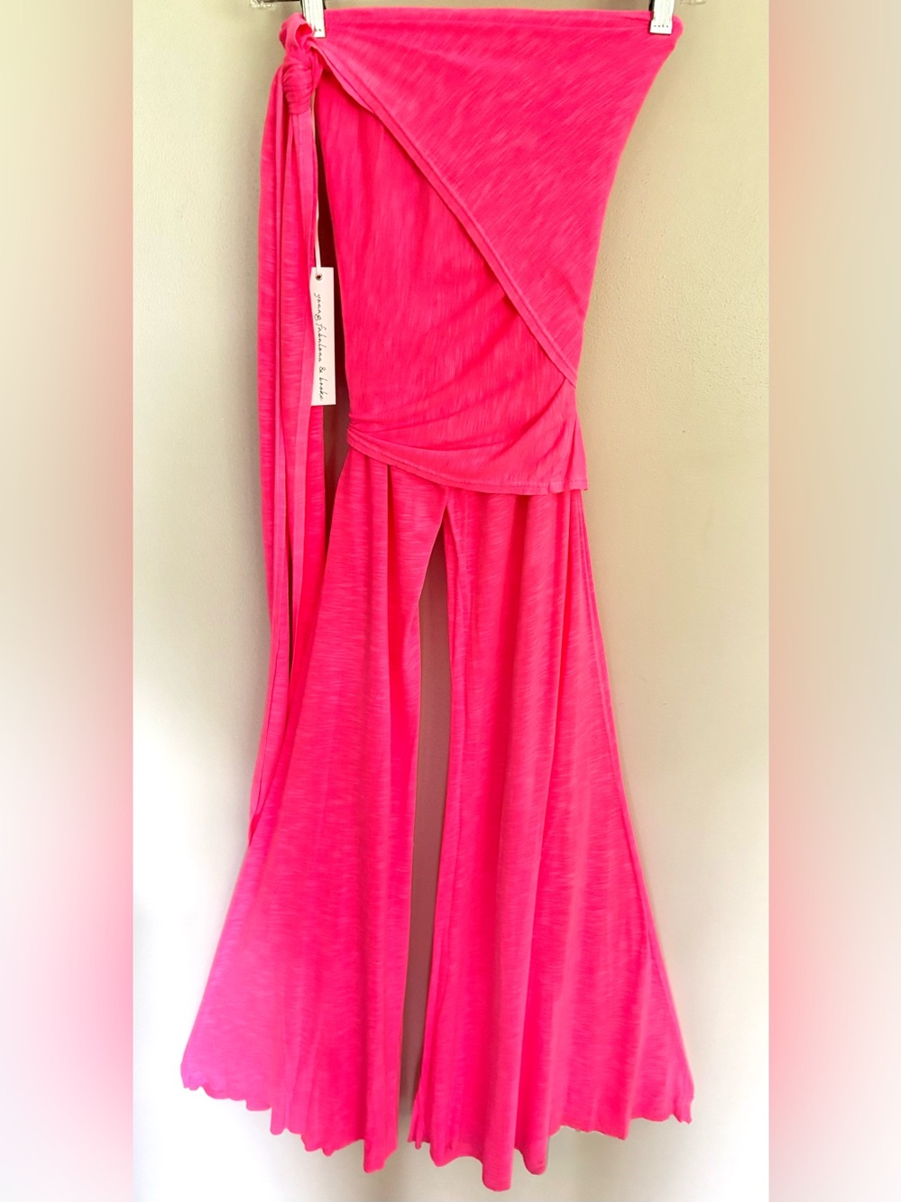Young Fabulous & Broke Marina Relaxed Wide Leg Pants Wrap Overlay Skirt Pink S - Picture 2 of 9